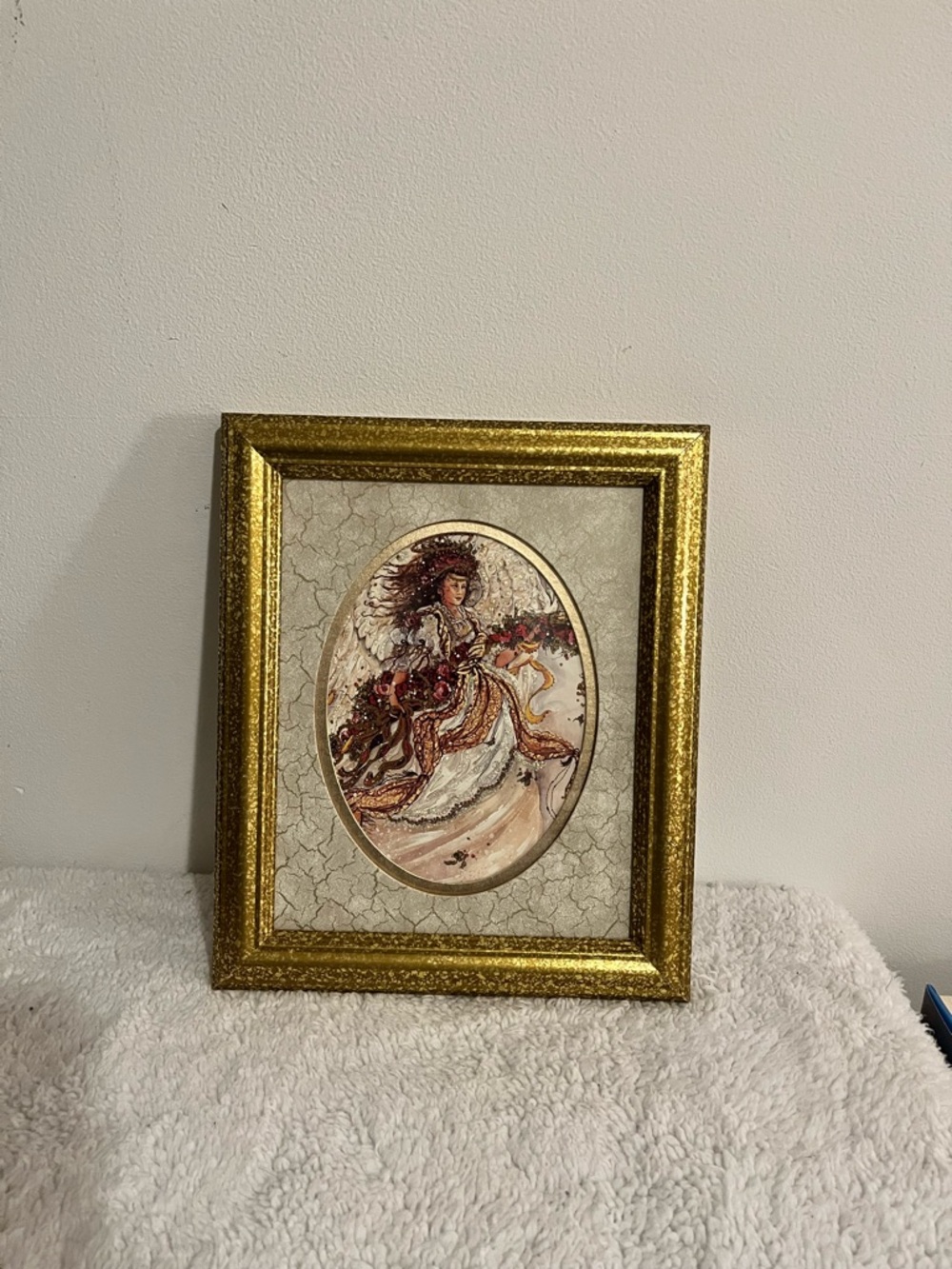 Gold Framed Angel Print with Pastel Accents